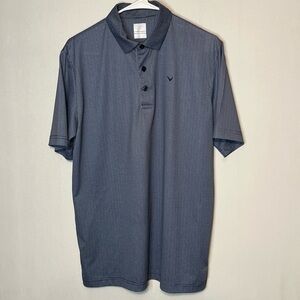Callaway Mens  Polo Shirt Size M Checked Blue Short Sleeve Casual Preppy.